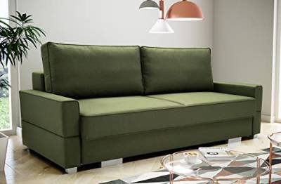 Siblo Sofa mit Schlaffunktion 94x230x103 cm SUZANA Kollektion - Elegante Schlafcouch mit Bettkassen - Couch 3 Sitzer für Wohnzimmer - Komfortables Schlafsofa - Sofa 3-Sitzer - Grün von Siblo