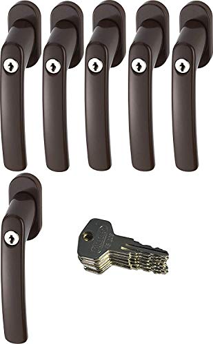 ABUS FG200 B SB abschließbarer Fenstergriff, braun im Set 6 Stück von Sicherheitstechnik-Feldmann-Shop