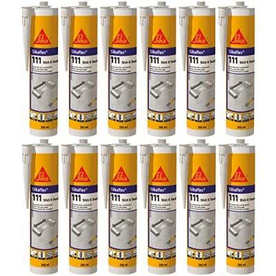 12x Sikaflex 111 Stick & Seal elastischer Kleb- und Dichtstoff 290ml Kartusche (Schwarz) von Sika