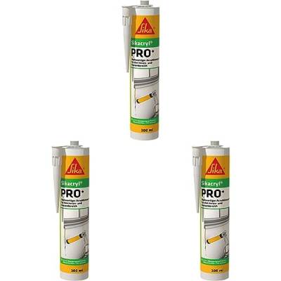 Sikacryl PRO+ Acryldichtstoff mit 12,5% Bewegungsaufnahme 300ml weiß (Packung mit 3) von Sika