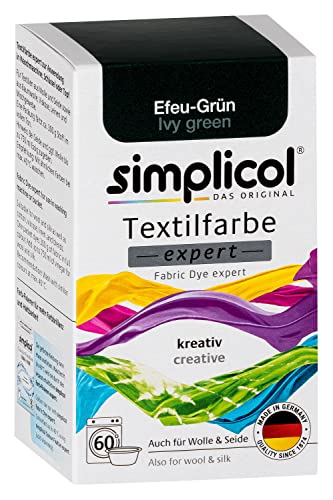 simplicol Textilfarbe expert Efeu-Grün 1713 - Zum Umfärben und Auffrischen von Kleidung, Waschmaschinenfest, für Baumwolle, Wolle, Seide, Leinen, Viskose & Mischgewebe von simplicol