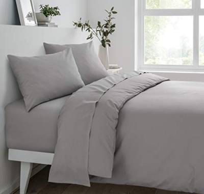 Sleepdown Spannbetttuch aus Polyester-Baumwoll-Mischgewebe, grau, Einzelbett von Sleepdown