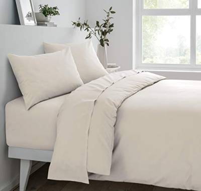 Sleepdown 68 Pick Fitted Sheet Natural Bettwäsche-Set, Polybaumwolle, Natur, Einzelbett von Sleepdown