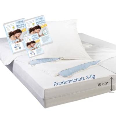 Softsan Extraweich Allergiker Encasing Set 3tlg., Encasing Rundumschutz. Set bestehend aus Kissenbezug 80x80 cm + Deckenbezug 135x200 cm + Matratzenbezug 90x200x16 cm von Softsan