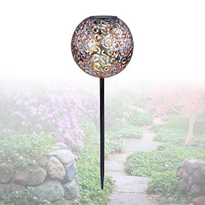 Solarleuchte Garten für Außen Deko - Gartendeko Kugel Solarlampe - Gartenlampen Solar LED mit Erdspieß - Gartenlampe Höhe 54 cm - Durchmesser 18,5 cm von Solarleuchte