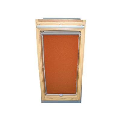 Rollo für VELUX Dachfenster THERMO Alu-Rückseite Dachfensterrollo für TYP VK/VE/VS - 021 Typ I - Baujahr ab März 1984 - Farbe Orange-Terracotta - mit Haltekrallen von Sonnenschutz-HH