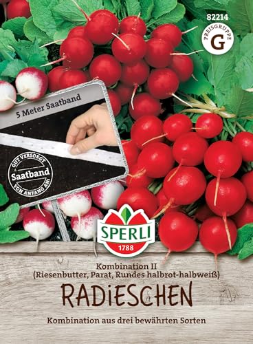 82214 Sperli Premium Radieschen Saatband Kombi 2 | Best of Radieschen | 3 Sorten | Radieschen Samen Saatband | Radieschensamen von Sperli