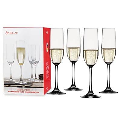 Spiegelau & Nachtmann, 4-teiliges Champagnerflöten-Set, Kristallglas, 258 ml, Vino Grande, 4510275, Sektglas von Spiegelau & Nachtmann