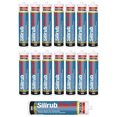 15x Soudal Silirub Bau N Bausilikon Silikon Dichtstoff 300ml Kartusche - transparent - 15 Stück von Stabilo Befestigungstechnik