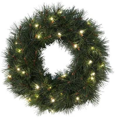 Star LED-Tannenkranz"Russian Pine", beleuchtet, 30 warmweiß LED outdoor, Trafo Karton, Durchmesser, 612-75, 50 x 50 x 15, Grün von Star