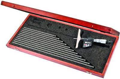 Starrett 749MEBZ-300 Mikrometer LCD Tiefenmesser, 0-300 mm Reichweite, 0,001 mm Graduierung, mit Etui, -0,002 mm Genauigkeit von Starrett