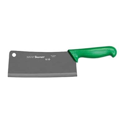 Starrett Profi Küche Hackmesser Messer aus Edelstahl - Breites rechteckiges Profil - 8 Zoll (200 mm) - Grüner Griff von Starrett