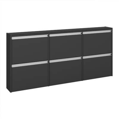 Steens Skyline Schhuhschrank , 153 x 71 x 18 cm (B/H/T), 6 Fächer, zur Wandmontage geeignet, MDF, Schwarz von Steens