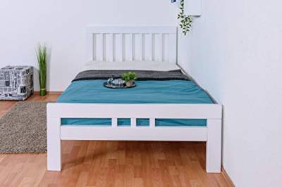 Jugendbett "Easy Premium Line" K8, 120 x 200 cm Buche Vollholz massiv weiß lackiert von Steiner Shopping