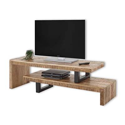 Stella Trading TV-Lowboard Massivholz Mango individuell verstellbar - hochwertiges TV-Board im Industrial Style für Ihr Wohnzimmer - 140 x 45 x 40 cm (B/H/T) von Stella Trading