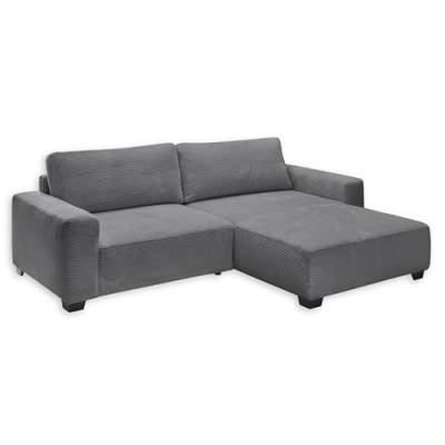 Stella Trading ELBA Ecksofa in Cord-Optik, Ash - Moderne Eckcouch in L-Form mit großer Liegefläche - 282 x 93 х 192 cm (B/H/T) von Stella Trading