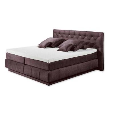 FLORENZ 8 Boxspringbett mit Bettkasten 180x200, Aubergine - Bequemes Doppelbett mit 7-Zonen-Federkern Matratze & Kaltschaum Topper mit Klimaband - 200 x 110 x 213 cm (B/H/T) von Stella Trading