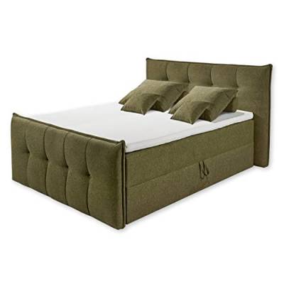 Stella Trading THOMPSON 6 Polsterbett 180x200 mit Bettkasten, Olive - Bequemes Doppelbett mit dekorativer Steppung & Kaltschaum Topper - 200 x 114 x 226 cm (B/H/T) von Stella Trading