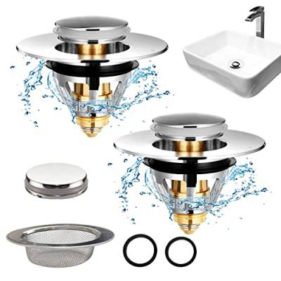 Universal Stöpsel Waschbecken Stöpsel Badewanne Abflussstopfen Waschbecken Stöpsel Verschluss Abfluss Stöpsel Mit Waschbeckensieb Pop Up Ablaufgarnitur Für 38-40mm Waschbecken Abflussloch (2 Stück) von Suitedget