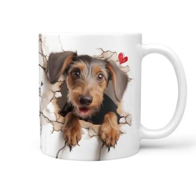 Hunde-Tasse: Rauhaardackel Dackel Dachshund, Liebe zum Haustier | Kaffee-Tasse | Geschenk für Hundeliebhaber Hundebesitzer | Haustierliebe | Geschenkidee | Geschenktasse | Keramik 330ml von Sunnywall
