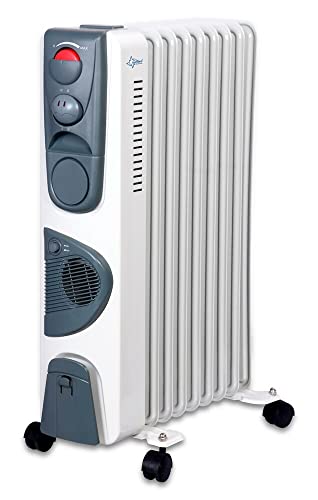 SUNTEC Ölradiator Heat Safe 2020 | elektrische Heizung mit integriertem Heizlüfter und Thermostat | max 2400 Watt | energiesparend mit 3 Heizstufen und 9 Rippen für Räume bis 25 qm | mobile Rollen von Suntec Wellness