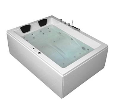 Doppel Whirlpool Badewanne Olymp Profi MADE IN GERMANY 190 x 140 cm Ausführung links mit 24 Massage Düsen + LED + Heizung + Ozon + dhW + MIT Armaturen Eckwanne rechts oder links Eckbadewanne günstig von Supply24 since 2004