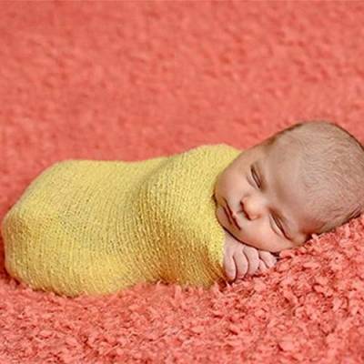 Baby Neugeborenen Foto Requisiten Wraps,Baby Fotografie Stretch Knit Lange Ripple Wrap,Newborn Fotoshooting Wrap,Baby Wrap Decke,Props Decke Wraps DIY Neugeborenen Requisiten Prop, Gelb von Surakey