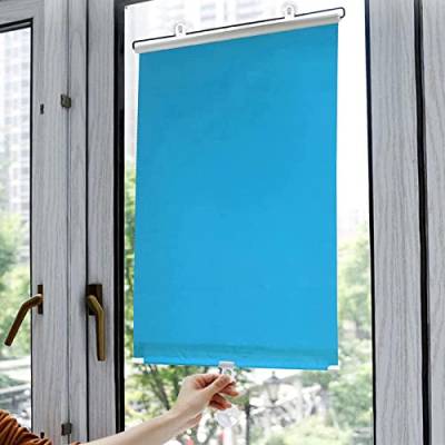 Verdunkelungsrollos Für Fenster,Dachfenster Sonnenschutzrollos,Einziehbare Tragbare Vorhänge,Saugnapf Rollos Ohne Bohren,Thermorollo,Rollläden Für Heimbüro Schlafzimmer,Blue-55×125cm(21.7 * 49.2in) von Suwooy