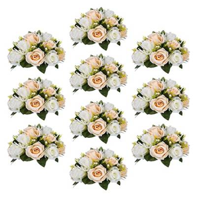 Sziqiqi 10-er Set Rosenbälle, Simulation Rosen, Blumenkugeln mit Sockel, Hochzeit Party Blumenständer Rosen, 10 Stück von Sziqiqi