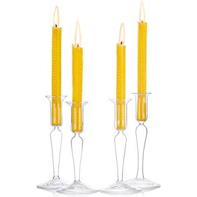 Sziqiqi 4er-Set (1 Satz) Kerzenständer aus Glas, Kerzenhalter mit minimalistischem Stil, Kerzenständer für Wohnzimmer Esstisch, Hochzeit Party Tischdekoration Kerzenständer (Klein) von Sziqiqi