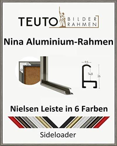 Aluminium Bilderrahmen Kollektion 72 x 102 cm Nielsen Leiste Nina hier Alu gebuerstet mit Kunststoffglas Antireflex 2 mm von TEUTO BILDERRAHMEN