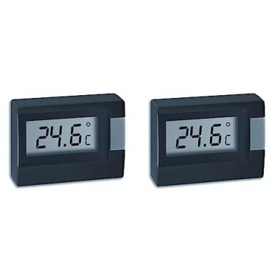TFA Dostmann Digitales Thermometer, vielseitig einsetzbar, Innentemperatur, Raumklima, Schwarz, (L) 54 x (B) 16 (30) x (H) 39 mm (Packung mit 2) von TFA Dostmann