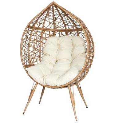 THE HOME DECO FACTORY Sessel Ei aus Polyrattan, Kissen aus Stoff, Beige, Länge 100 cm, Braun, Einheitsgröße von THE HOME DECO FACTORY