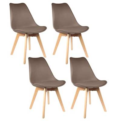 THE HOME DECO FACTORY Set mit 4 skandinavischen Stühlen, PP, gepolstert, Taupe, 58 x 81.6 x 48.8 cm von THE HOME DECO FACTORY