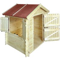 Kinderspielhaus aus Holz 1,1m2 - Spielhaus im Freien für Kinder - mit böden – B112xL146xH145 cm Timbela M516 von TIMBELA