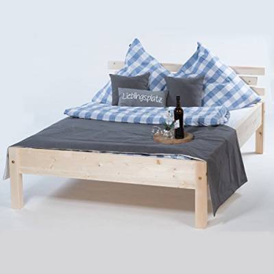 TUGA - Holztech Marken Dübelbett Naturholzbett 300Kg belastbar stabil Daybett Holzbett Bett Doppelbett 90 120 140 160 180 200 x 200 220 (90 x 200) 38 cm Höhe von TUGA - Holztech