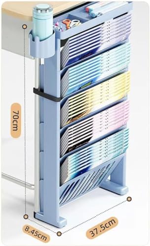TUOYIBO Schlankes mobiles Bücherregal, herausnehmbare bewegliche Regale, Aktenorganisator, multifunktionaler Bücherregal-Utility-Wagen für die Büroküche (Farbe: Blau, Größe: S) von TUOYIBO