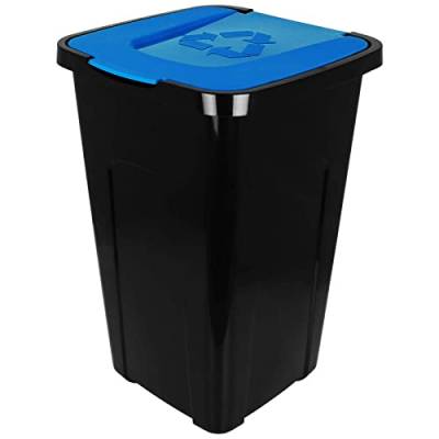 TW24 Abfalltonne 50L Recycling mit Farbauswahl Mülltonne mit Klappdeckel Mülleimer Abfalleimer (Blau) von TW24