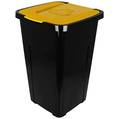 TW24 Abfalltonne 50L Recycling mit Farbauswahl Mülltonne mit Klappdeckel Mülleimer Abfalleimer (Gelb) von TW24