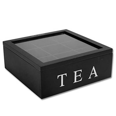Teekiste 9 Fächer mit Farbauswahl - Teebox - Teedose - Teekasten (schwarz) von TW24