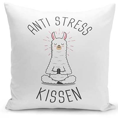 Tassenbrennerei Lama Kissen mit Spruch Anti Stress Kissen - Geschenk für Mama oder Freundin von Tassenbrennerei