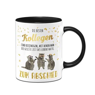 Tassenbrennerei Tasse mit Spruch Die Besten Kollegen - Geschenk Zum Abschied - Abschiedsgeschenk Kollegen & Kollegin (Schwarz) von Tassenbrennerei