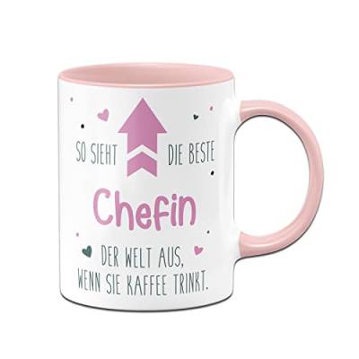 Tassenbrennerei Tasse mit Spruch - So sieht die beste Chefin der Welt aus, wenn sie Kaffee trinkt - Kaffeetasse lustig als Geschenk für Kollegen, Kollegin (Chefin) von Tassenbrennerei