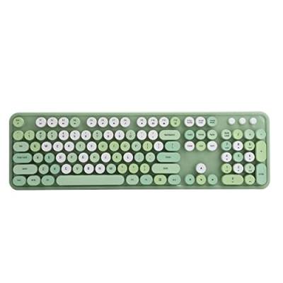 Tbest Tastatur Retro, Kabellose Tastatur EIN 2,4 GHz Kabelloses 104-Tasten-Tastatur- und Maus-Set Büro-Desktop-Nette Tastatur für Computer (grüne Mischfarbe) von Tbest