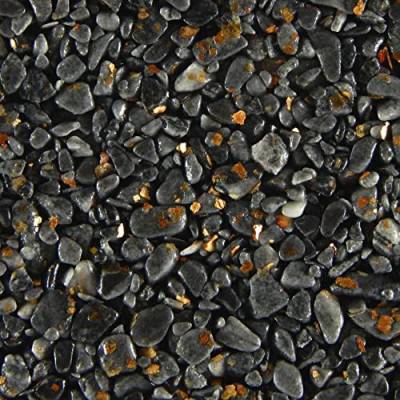 Terralith Steinteppich Marmor Komplett-Set für 1qm - Körnung: fein - 2-4mm mit Polyurethan Bindemittel - für Außen in schwarz-gold (argento) von Terralith