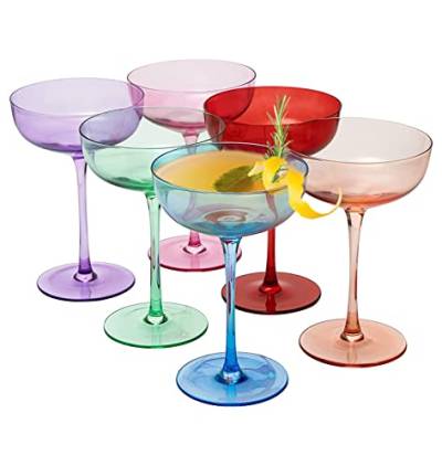 Sektgläser Cocktailgläser Champagner-Coupés - Set von 6 - Martinigläser, 250 ml handgefertigten Bar Qualität kristallgläser, Gläser & Entworfen als Martini & Espresso Martini Coupé-Brille Sektschalen von The Wine Savant