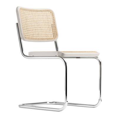 Thonet - S 32 V Freischwinger Stuhl mit Rohrgeflecht - weiß lasiert TP 200/Rohrgeflecht mit Netzverstärkung/Holzteil Buche weiß lasiert TP 200... von Thonet