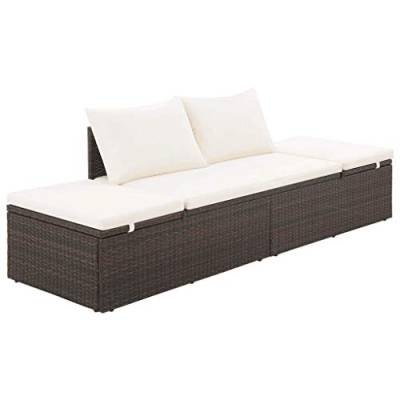 Tidyard Schlafliege Garten-Sonnenliege Liege Gartenliege Rattanliege 195 x 60 x 60 cm,Verstellbar im Kopf-und Fußbereich,Outdoor Liegestuhl Balkonmöbel Klappliege Relaxliege Holzliege,PE Rattan von Tidyard