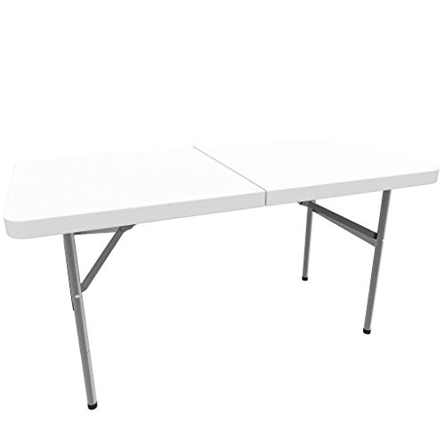 Todeco - Klappbarer Tisch, Garten Klapptisch - Material: HDPE - Maximale Belastbarkeit: 100 kg - 122 x 61 cm, Weiß, In der Mitte klappbar von Todeco