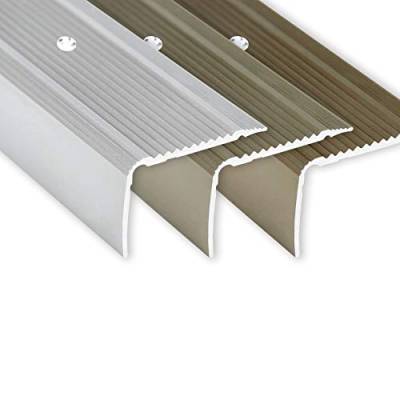 Toolerando Treppenkantenprofil Treppenprofil L-Form, Schraubmontage, für Parkett und Laminat, Länge 100 cm, Silber von Toolerando